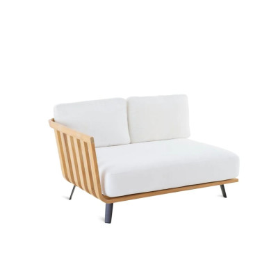 Unopiù Welcome - Modulo angolare destro in teak flessibile 130cm con cuscini di seduta e schienale
