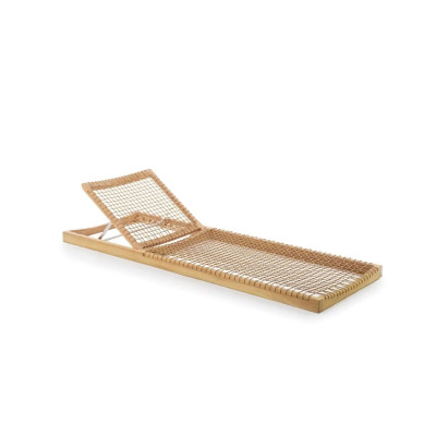 Low-Lying Synthesis Lounger by Unopiù in Teak Wood and Waprolace without Cushion
