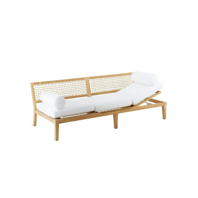 Synthesis Sofa Bed by Unopiù: Teak Wood & WaProLace, Adjustable Design