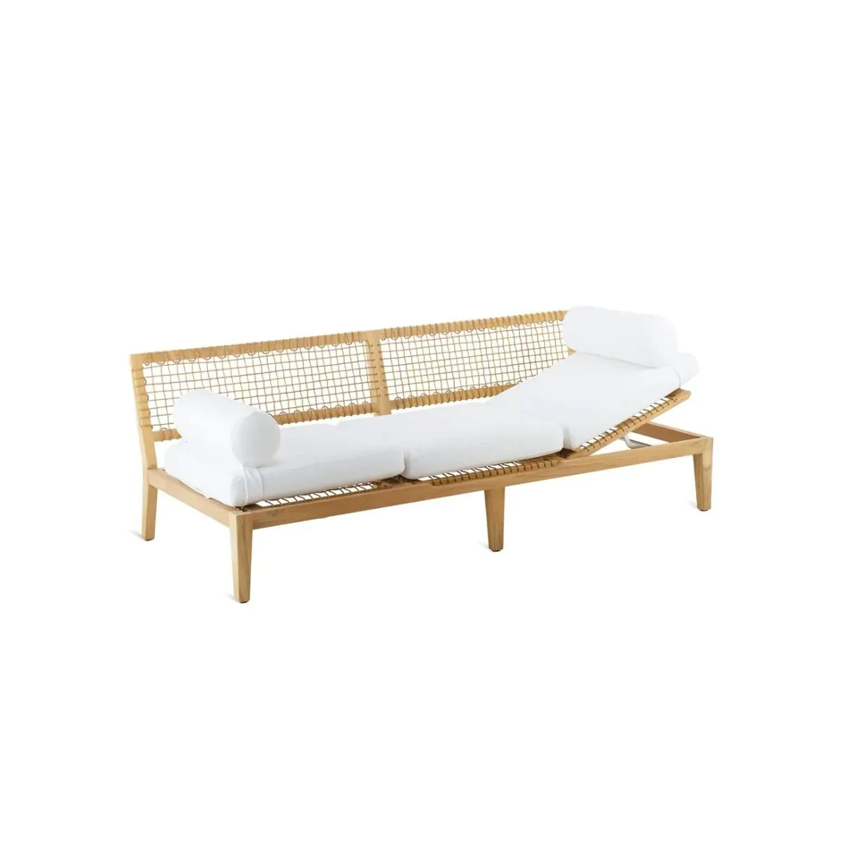 Synthesis Sofa Bed by Unopiù: Teak Wood & WaProLace, Adjustable Design