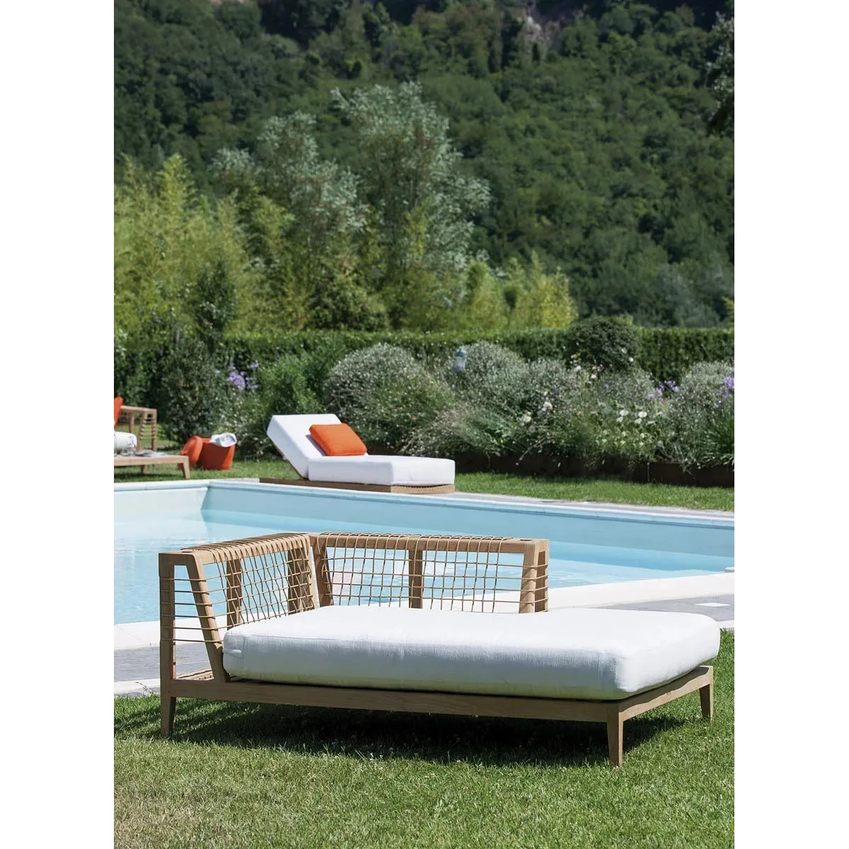 Modulo chaise-longue sinistra Synthesis Unopiù in teak e WaProLace