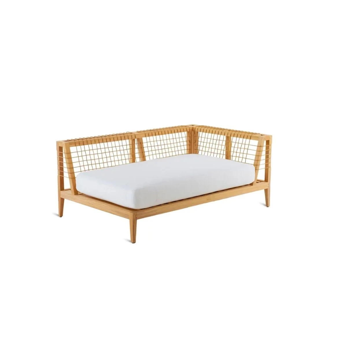 Modulo ad angolo sinistro Synthesis Unopiù in teak e Waprolace