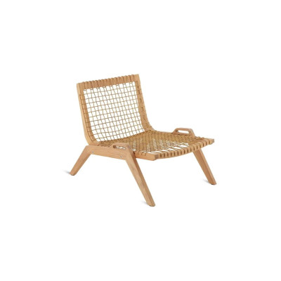 Synthesis Lounge Chair by Unopiù in Teak Wood and WaProLace without Seat Cushion