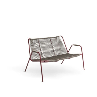 Unopiù Coco zweisitziges Sofa aus Stahl und seil - grafitgrau/Rundseils sandfarbe