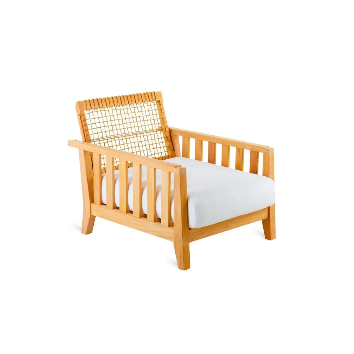 Fauteuil Synthesis Unopiù en teck et Waprolace avec dossier réglable