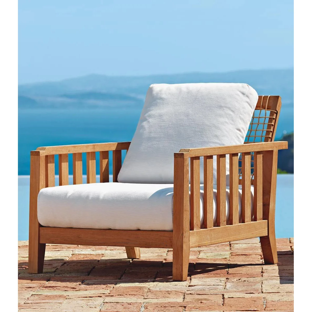 Synthesis Armchair by Unopiù: Teak & Waprolace with Adjustable Backrest