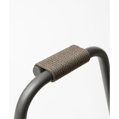 Fauteuil lounge Coco Unopiù en acier et corde - graphite/chocolat noir