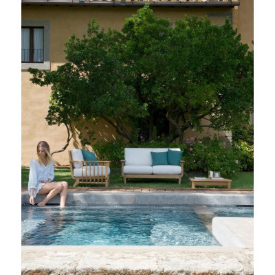 Sofa Chelsea 144 cm made of teak wood without seat cushion