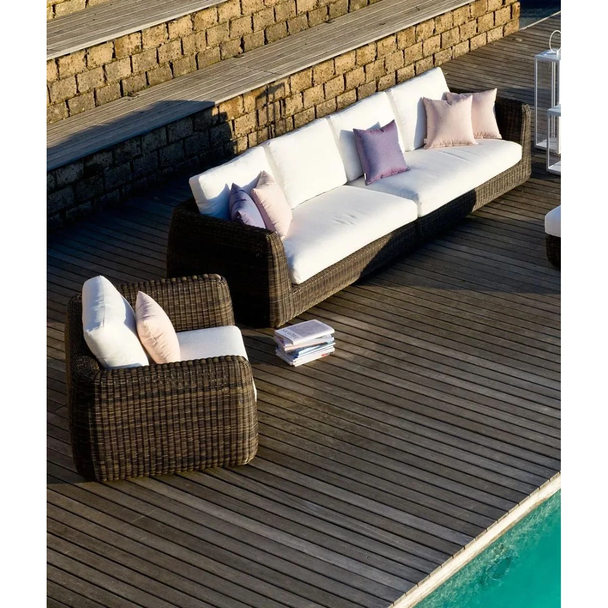 End module left without cushion Agorà from WaProLace by Unopiù in tropical brown