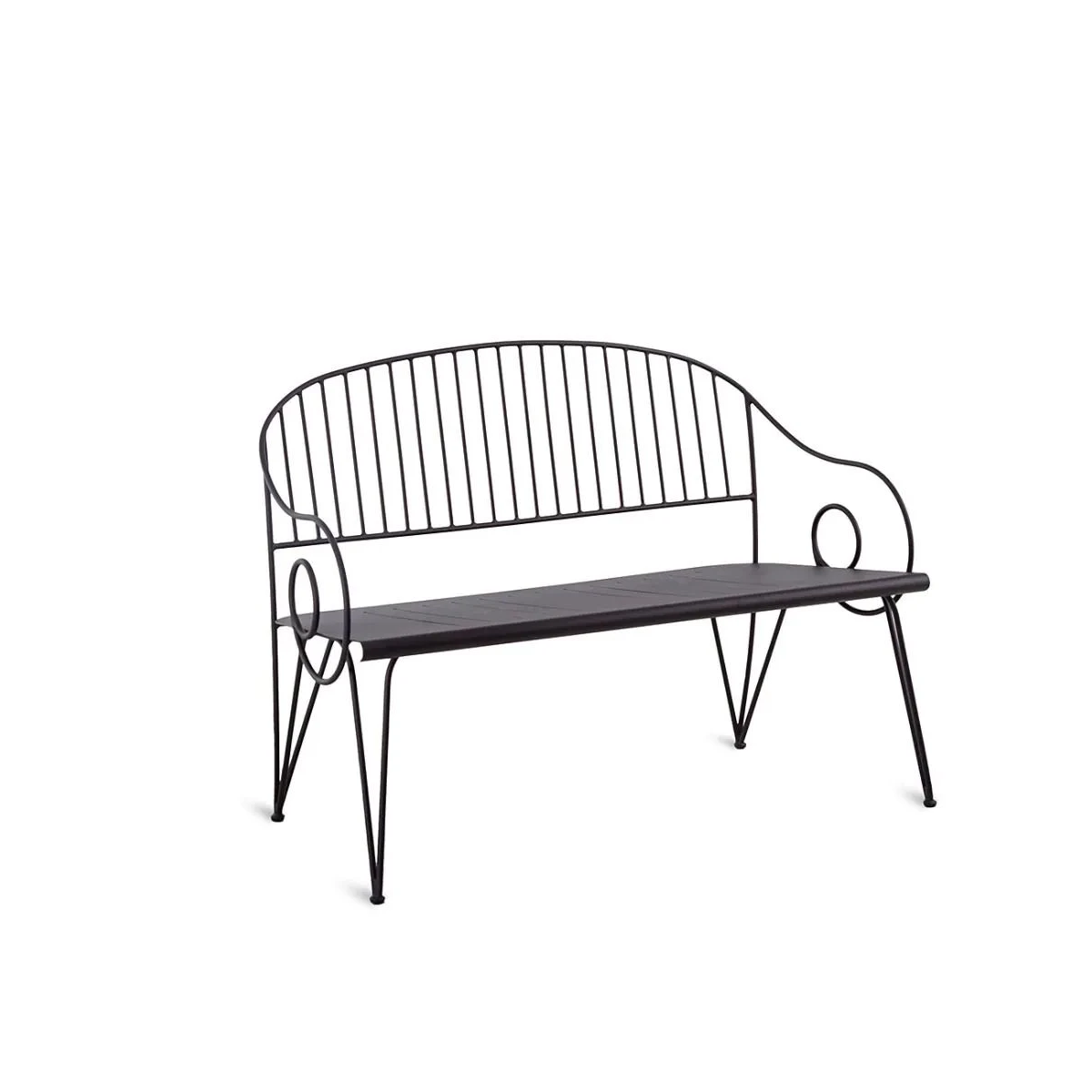 Sitzbank Ariete aus Bronze-Eisen ohne Kissen - Kreisförmiges Design