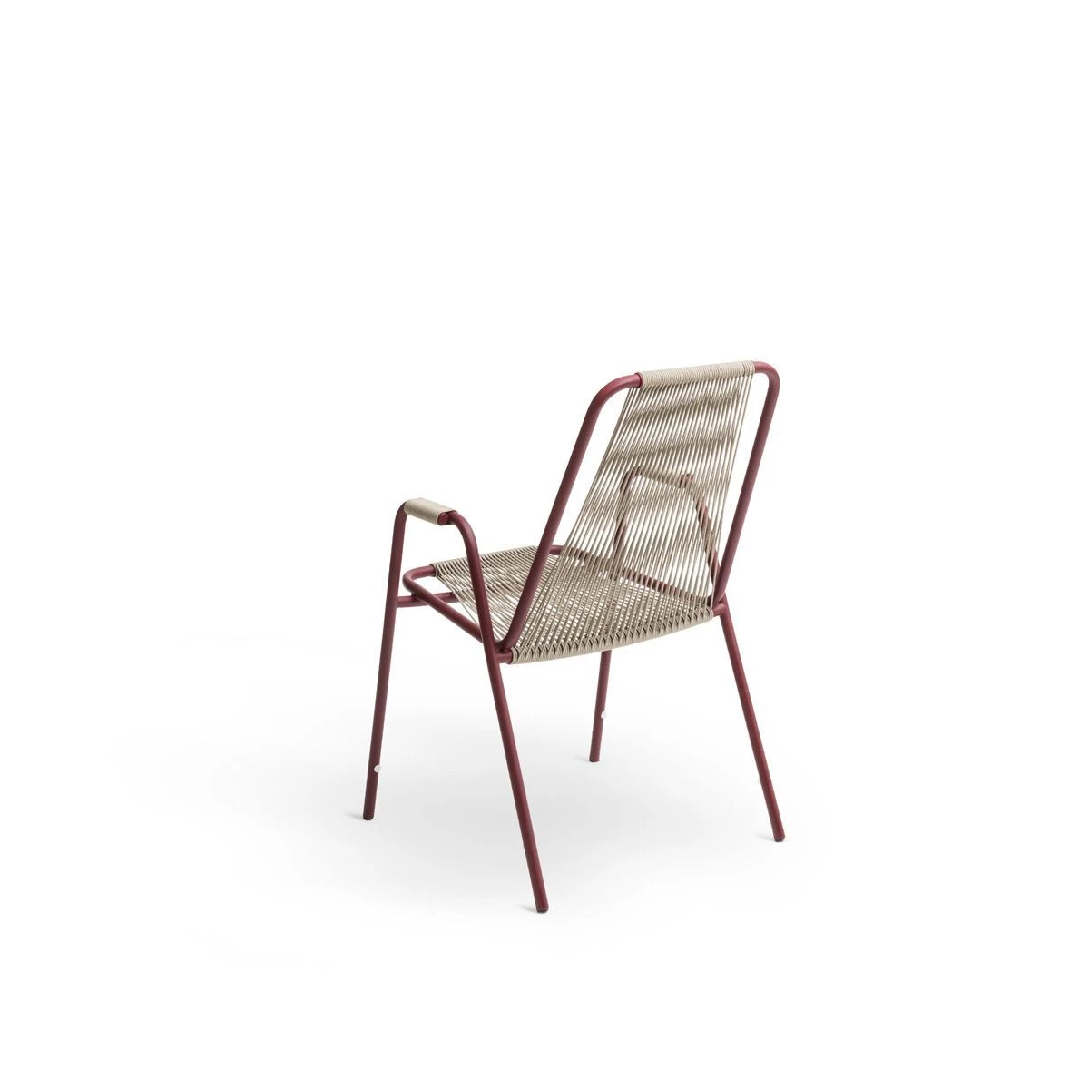 Unopiù Coco Armchair in steel and rope - syrah/ecrù