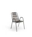 Chaise à accoudoirs Coco Unopiù en acier et corde - graphite/chocolat noir