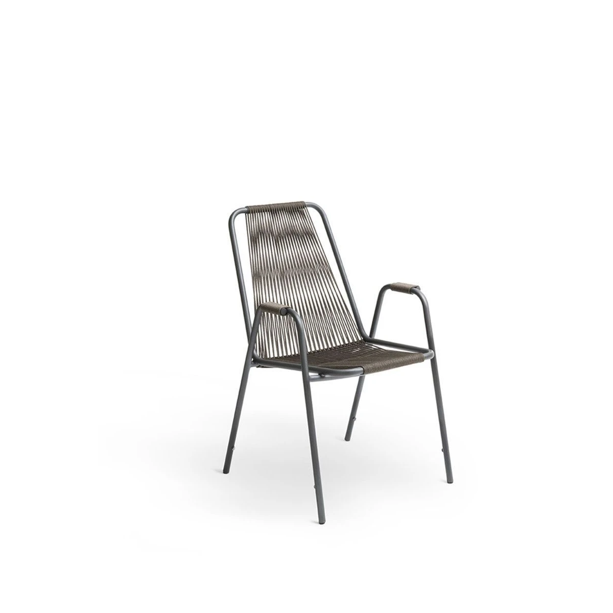 Chaise à accoudoirs Coco Unopiù en acier et corde - graphite