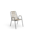 Chaise à accoudoirs Coco Unopiù en acier et corde - ecru