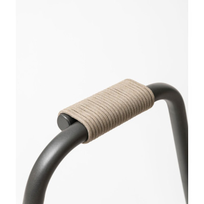 Unopiù Coco bench in metal and rope-Ferro Syrah-Polipropylene cord ecru