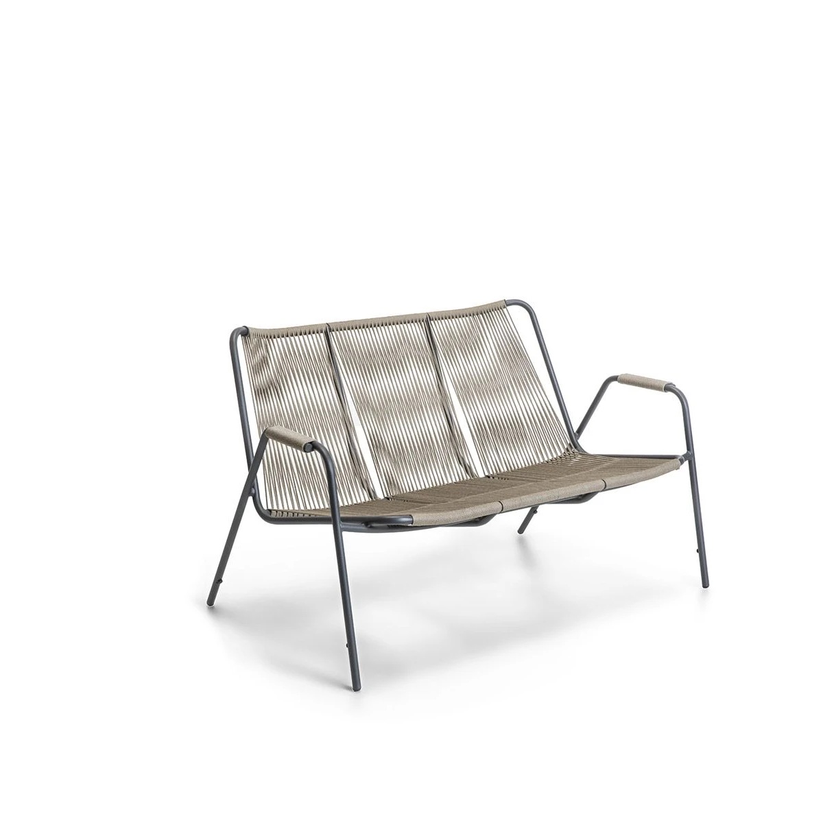 Unopiù Coco zweisitziges Sofa aus Stahl und seil Syrah/Beige Gartenmöbel