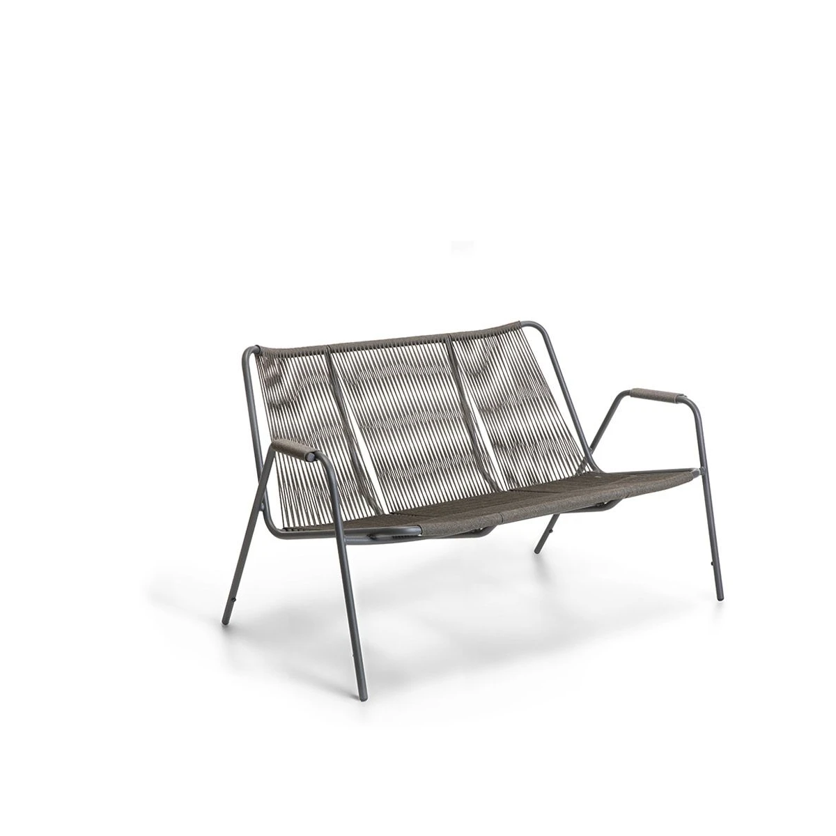 Banc Coco Unopiù en acier et corde en polypropylène - graphite/chocolat noir Gartenmöbel