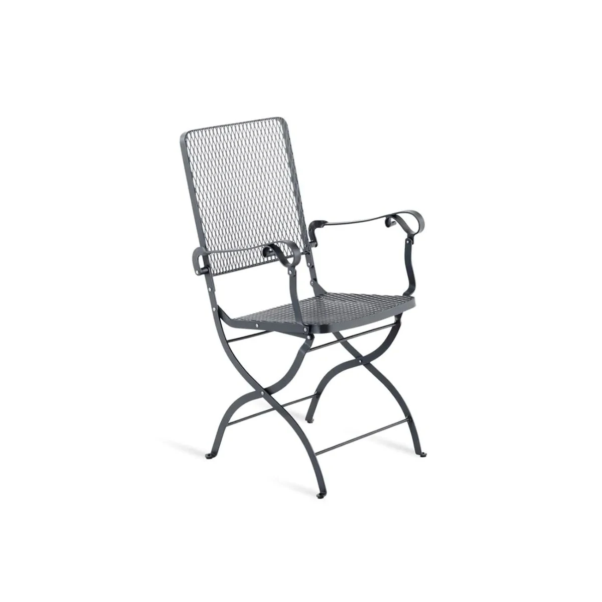 Foldable Wrought Iron Armchair Aurora by Unopiù - No Cushion Needed
