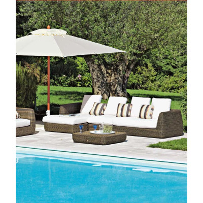 Lounge module right Agorà without seat cushion from Unopiù made of WaProLace in Tropical brown