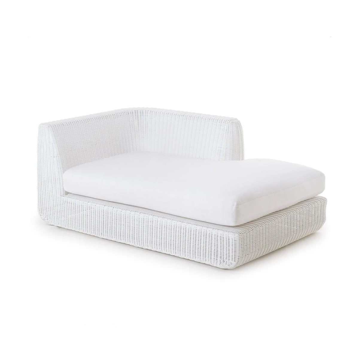 Module de salon gauche Agorà sans coussin d'assise en WaProLace de Unopiù en blanc