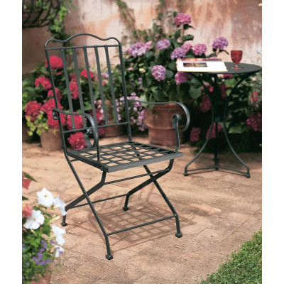 Poltroncina Toscana Unopiù pieghevole di ferro grafite