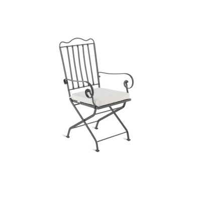 Unopiù Toscana Folding Armchair in Graphite Grey Iron - No Cushion