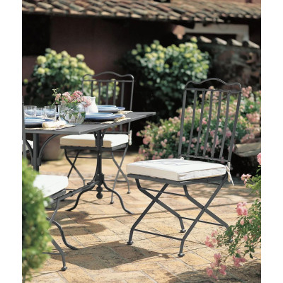 Unopiù Toscana Folding Chair in Graphite Grey Iron without Seat Cushion
