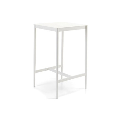 Tavolo Luce Unopiù alto quadrato alluminio bianco avorio