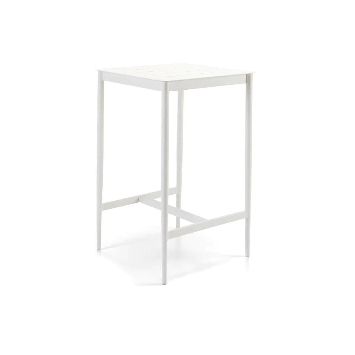 Table haute carrée Luce Unopiù aluminium blanc ivoire