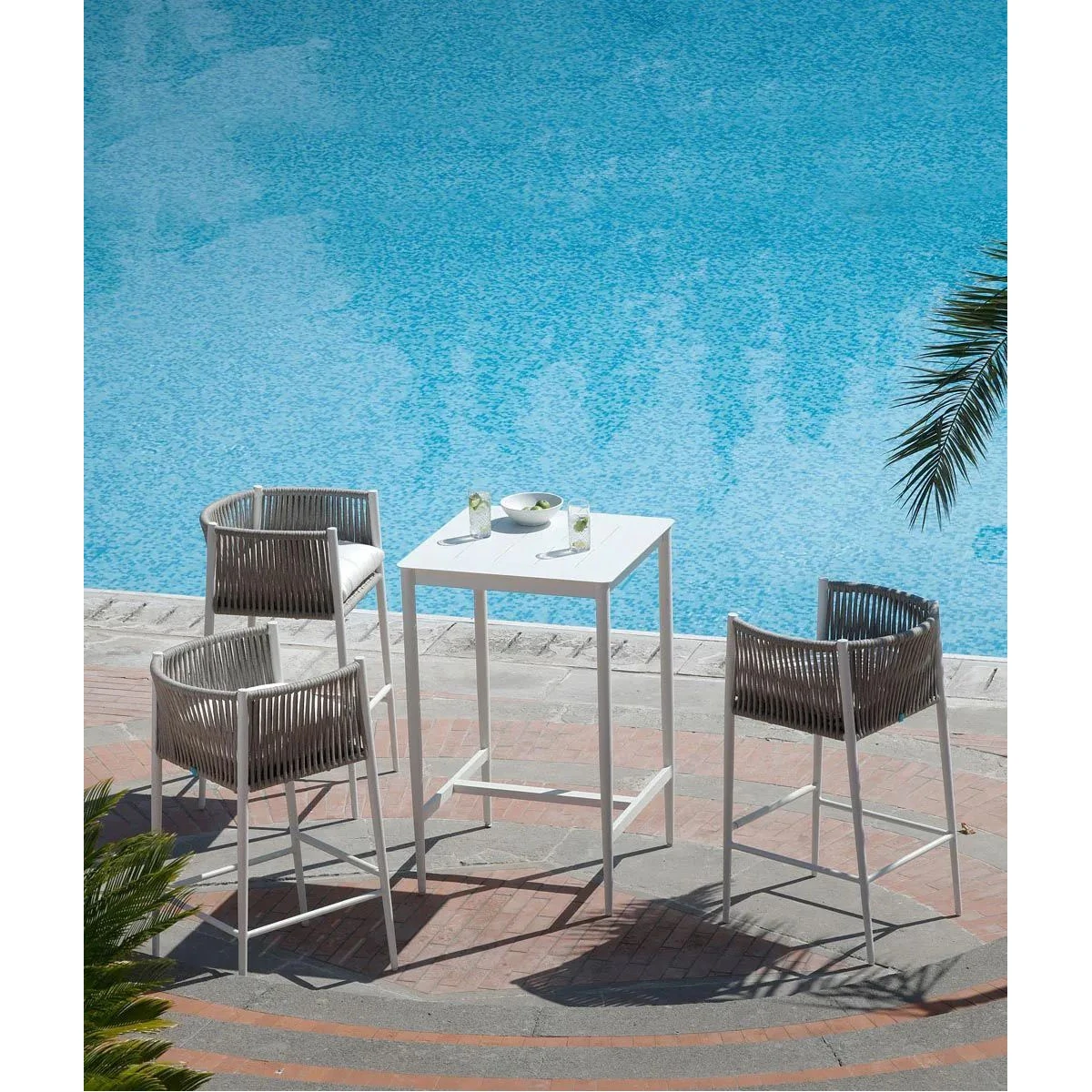 Unopiù Luce Gartentisch – Tisch hoch quadratisch Luce Unopiù Weisses Elfenbein