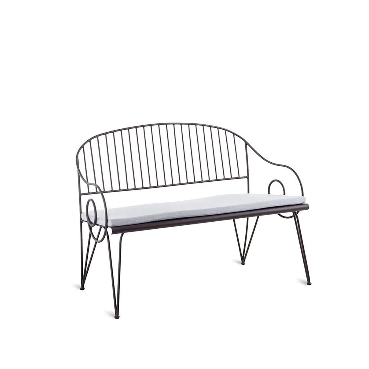 Ariete Bench in Bronze Iron with Cushion - Stylish Design