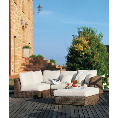 Agorà corner module without seat cushion from Unopiù in Waprolace colour tropical brown