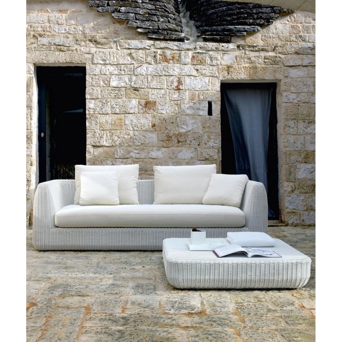 Canapé 3 places sans coussin Agorà en WaProLace blanc sans coussin - Unopiù