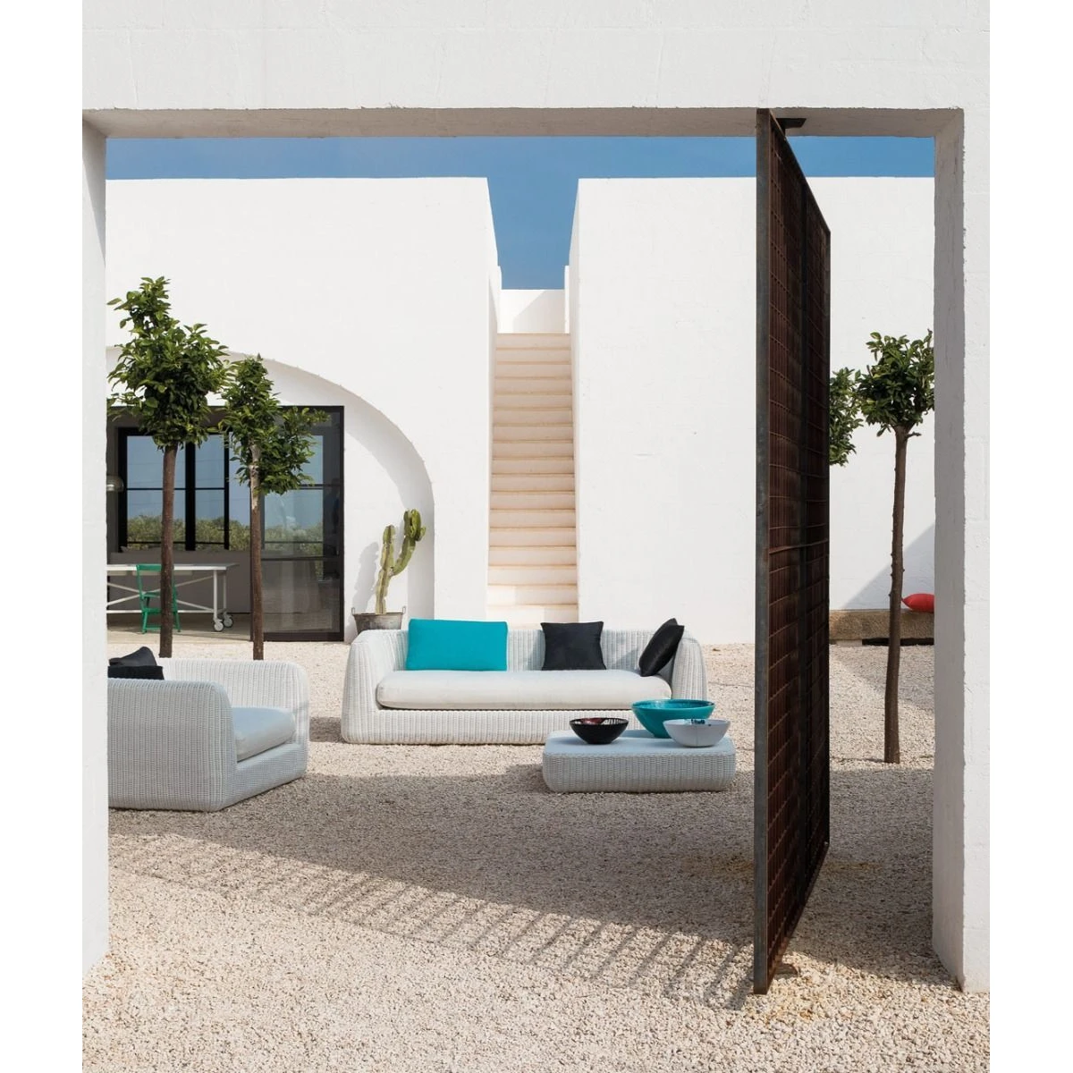 3-sitziges Sofa ohne Sitzkissen Agorà aus Waprolace von Unopiù in weiss ohne Kissen