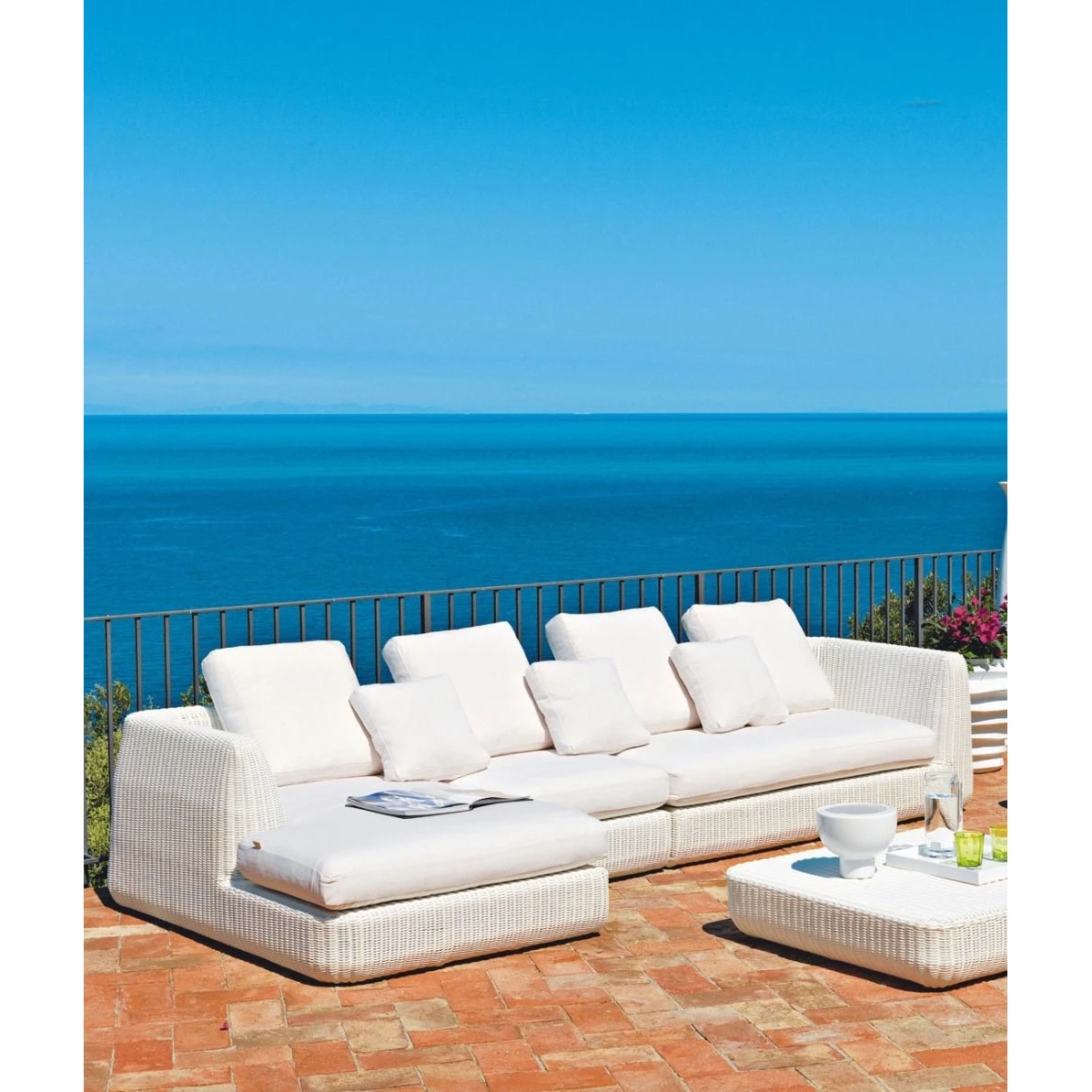 Module Lounge droit Agorà sans coussin en blanc | Unopiù