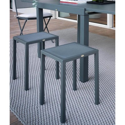 Low stool stackable Conrad, colour graphite