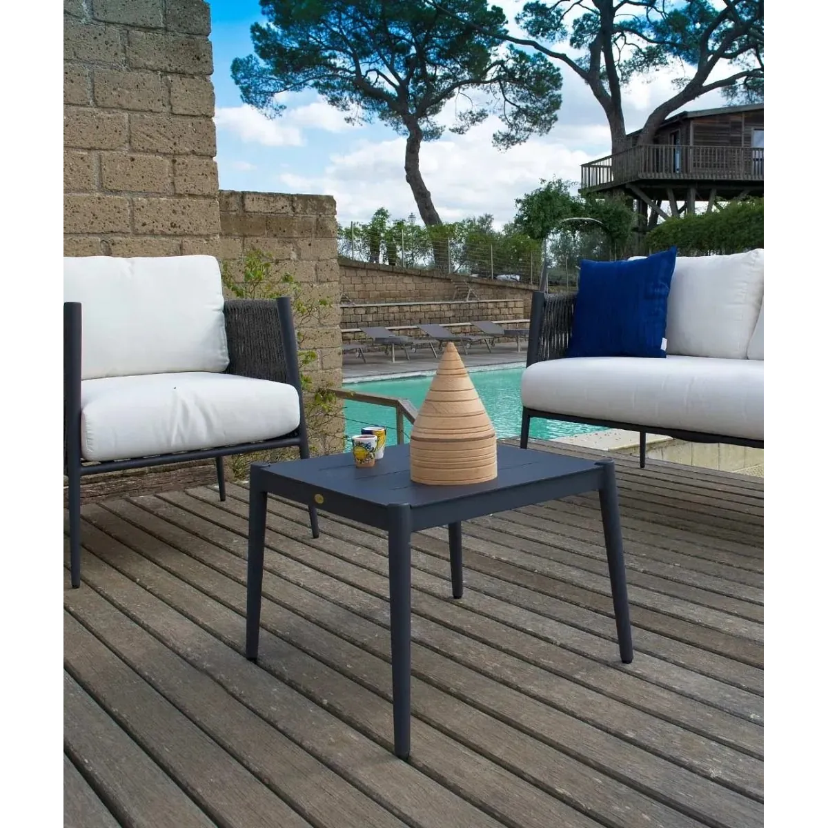 Couchtisch quadratisch Luce Unopiù Aluminiumgraphit