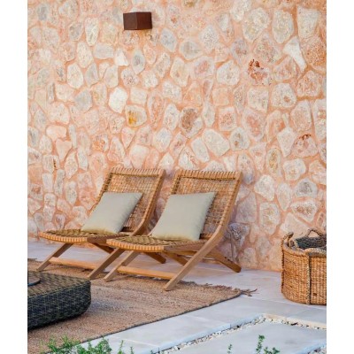 Folding Recliner Chair Synthesis by Unopiù in Teak Wood and WaProLace without Cushion