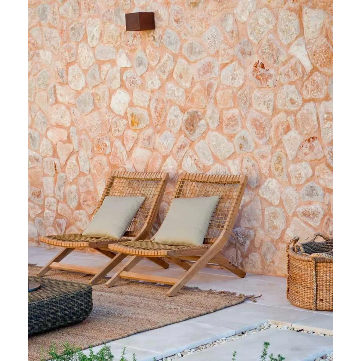 Folding Recliner Chair by Unopiù - Teak Wood & WaProLace Design