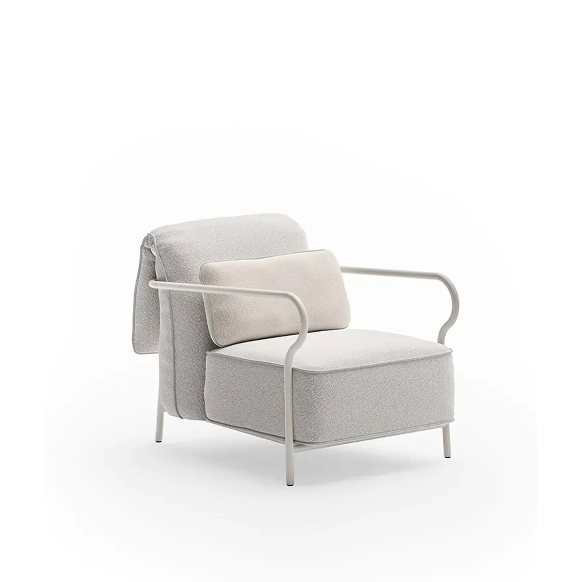 Salò Unopiù Armchair - Nuvola Fabric, Sand Frame, Cushions Included