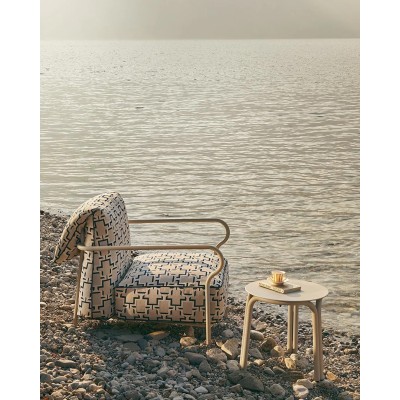 Fauteuil Salò Unopiù, tissu Nuvola, structure alu sable, coussins assise/dossier