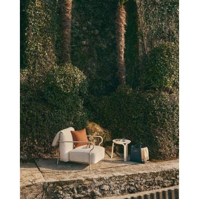 Fauteuil Salò Unopiù, tissu Nuvola, structure alu sable, coussins assise/dossier