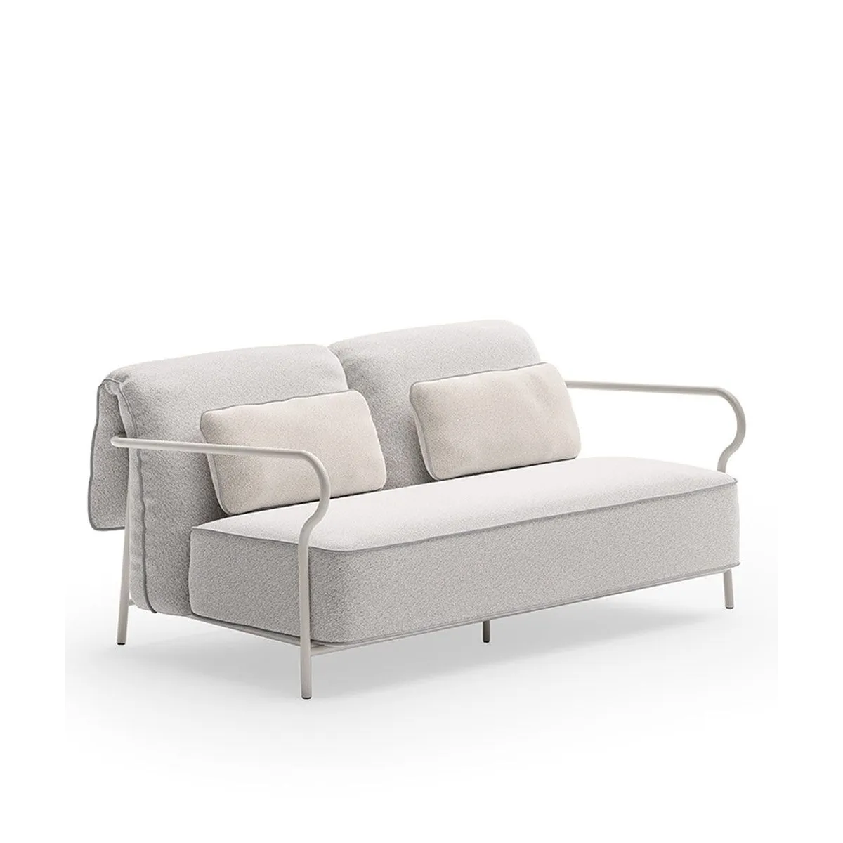 Salò Unopiù 2-Seater Sofa in Nuvola Fabric with Sand Alu Frame