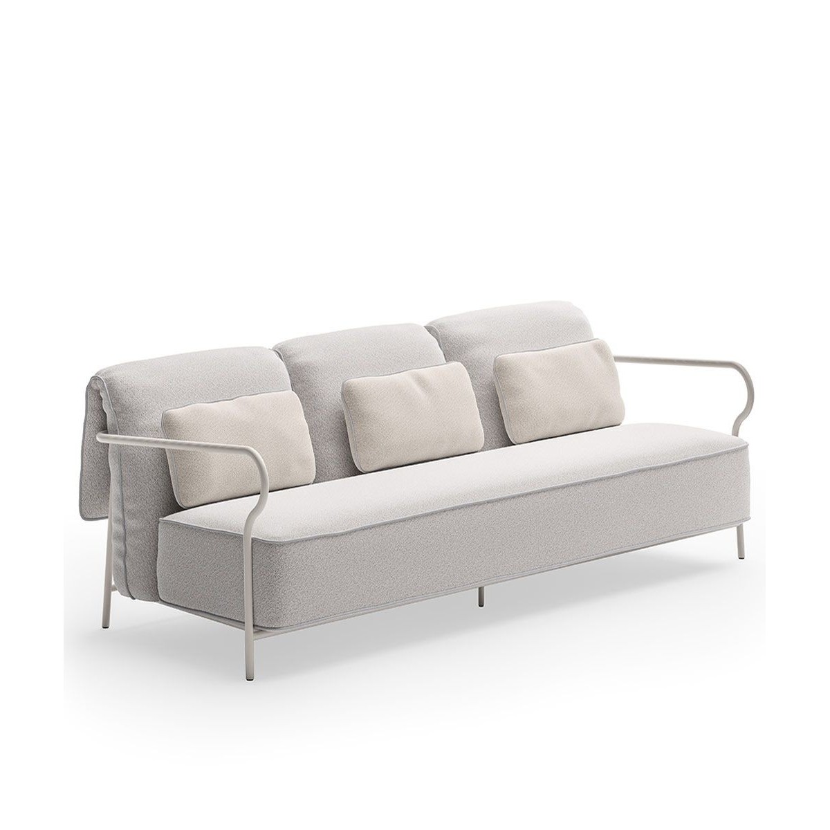 Salò Unopiù 3-Seater Sofa in Nuvola Fabric with Sand Alu Frame