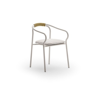 Sedia Salò Unopiù con cuscino, alluminio sabbia elegante e resistente