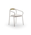 Unopiù Salò Chair with Seat Cushion, Sand-Colored Aluminum Tubular Frame