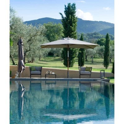 Parasol carré 400 x 400 cm Lipari de Unopiù en acier rouillé