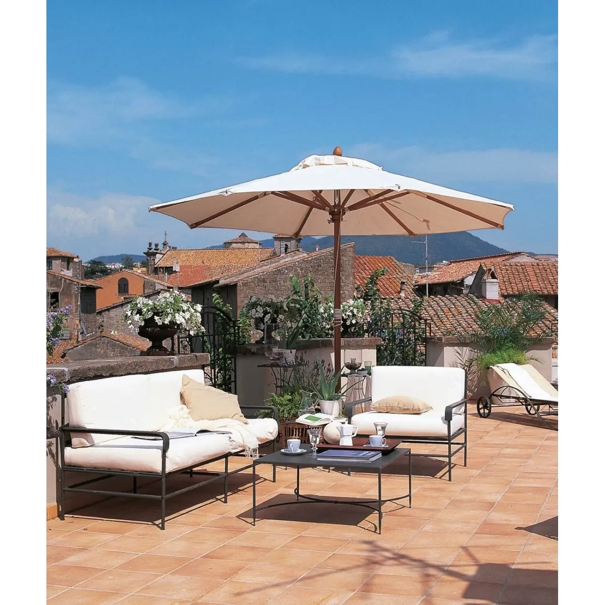 Runder Sonnenschirm Ø 350 cm Lipari von Unopiù in Naturweiß kaufen