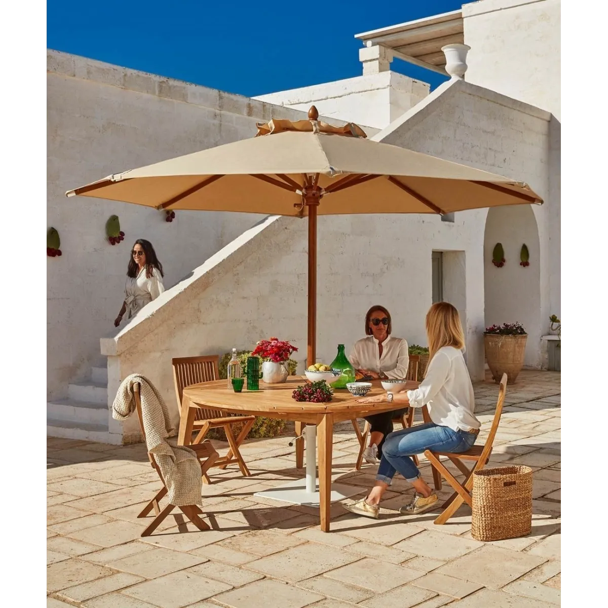 Parasol rond Ø 400 cm Lipari Unopiù - Couleur Sable Élégant