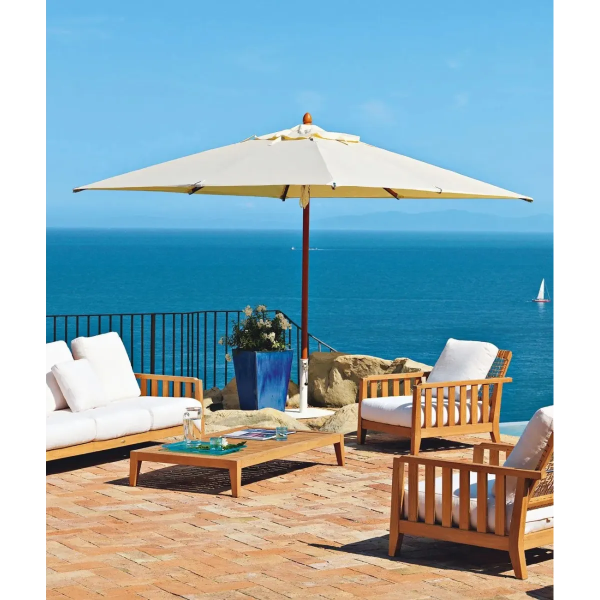 Parasol rectangulaire Lipari 250 x 350 cm - Unopiù, couleurs naturelles